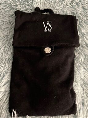 Victoria's Secret Black,Silver & White Cotton Thong Set / Travel Pouch  NWT M/L